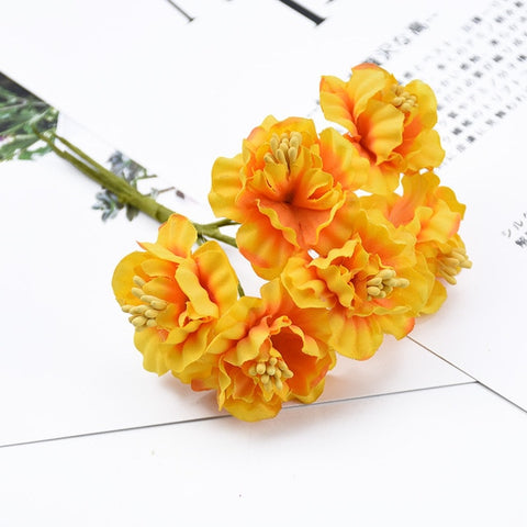 6 Pieces Wedding decorative flowers wreaths vases for home decoration new Year Christmas Garlands stamen flower for scrapbooking