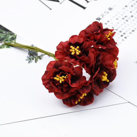 6 Pieces Wedding decorative flowers wreaths vases for home decoration new Year Christmas Garlands stamen flower for scrapbooking