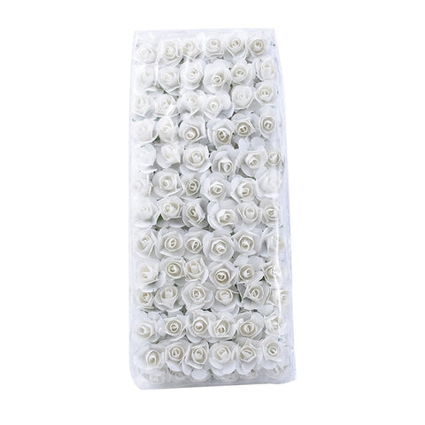 144 Pieces Artificial flowers MINI 1.5CM Paper roses wedding decorative flowers bouquet vases for home decor christmas garland