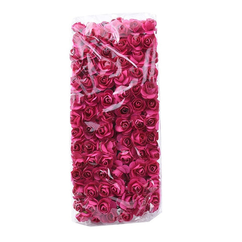 144 Pieces Artificial flowers MINI 1.5CM Paper roses wedding decorative flowers bouquet vases for home decor christmas garland