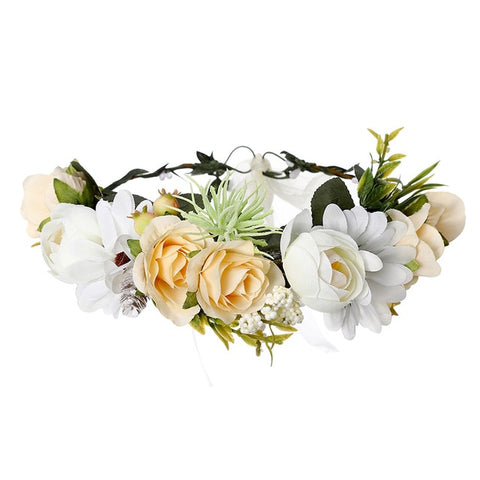 Molans 2020 Spring Bohemian Flower Crowns Beach Hawaii Floral Garland Romantic Faux Rose Wedding Wreaths New Flower Headband