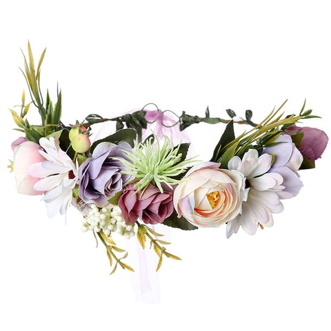 Molans 2020 Spring Bohemian Flower Crowns Beach Hawaii Floral Garland Romantic Faux Rose Wedding Wreaths New Flower Headband