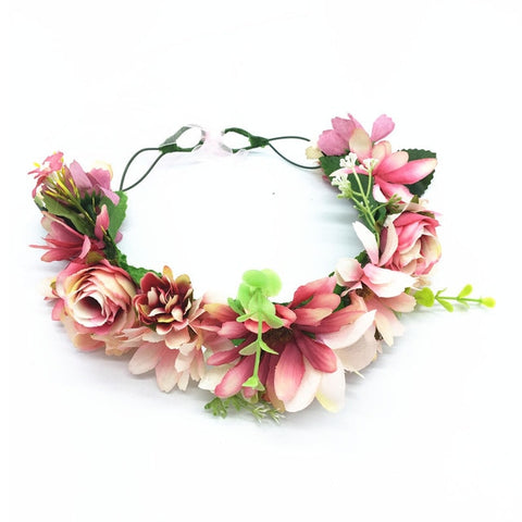 Camélia fleur couronne couronne Festival bandeau femmes cheveux accessoires coiffure fille guirlande florale mariage Floral chapeaux