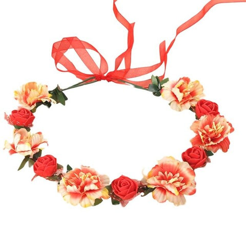 6 couleurs adultes enfants irrégulier Faux Rose fleur bandeau fleur filles mariée mariage dégradé couleur couronne couronne maille casque