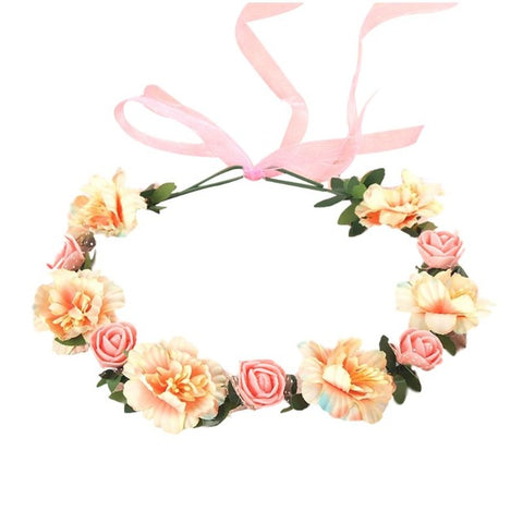 6 couleurs adultes enfants irrégulier Faux Rose fleur bandeau fleur filles mariée mariage dégradé couleur couronne couronne maille casque