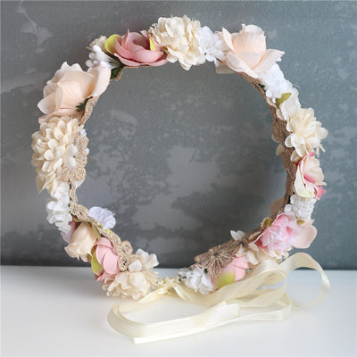 Flower Girl Crown Wedding Boho Headpiece Headband Hair Wreath