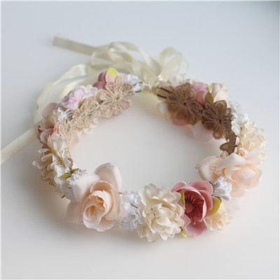 Flower Girl Crown Wedding Boho Headpiece Headband Hair Wreath