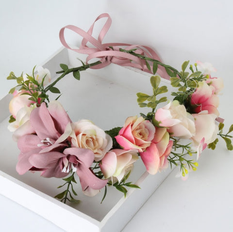 Flower Girl Crown Wedding Boho Headpiece Headband Hair Wreath