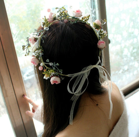 Flower Girl Crown Wedding Boho Headpiece Headband Hair Wreath