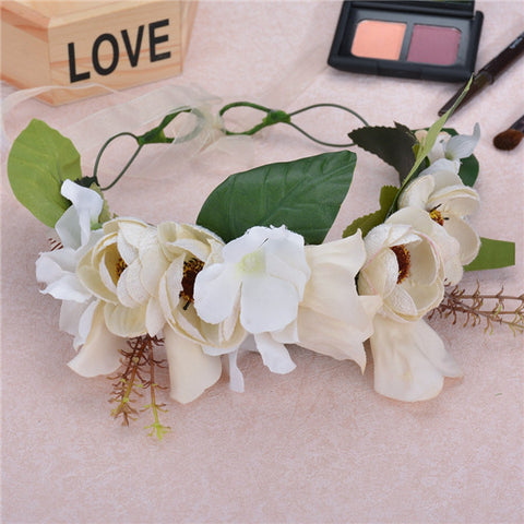 Flower Girl Crown Wedding Boho Headpiece Headband Hair Wreath