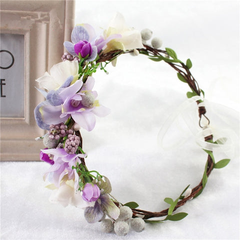 Flower Girl Crown Wedding Boho Headpiece Headband Hair Wreath