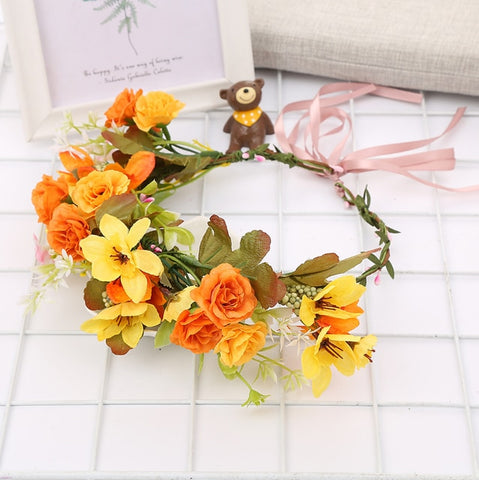 Flower Girl Crown Wedding Boho Headpiece Headband Hair Wreath