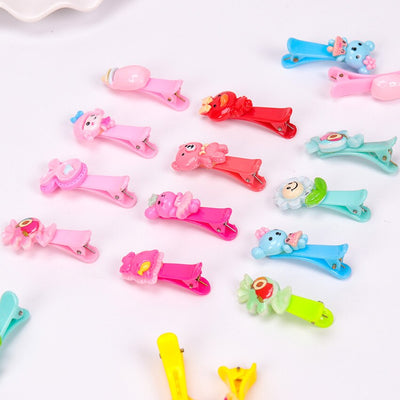 10PCS Mix Color Cartoon Barrettes Sweet Girls Flower Hair Clips Kids Hairpins Hair Accessories for Women Girls