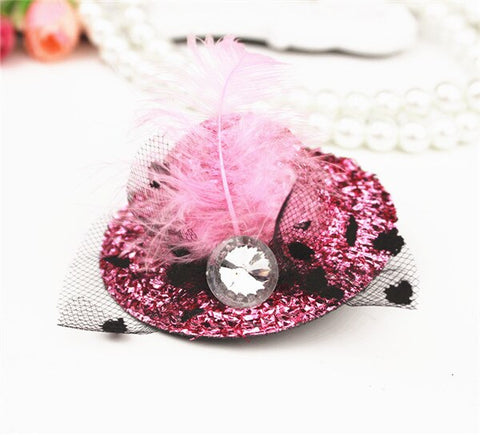 New Party Feather Ribbon Flowers Hats Hairgrips Hair Accessories Kids Girl Children Baby Hair Barrettes Festival Hat Hair Clips