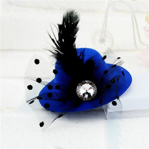 New Party Feather Ribbon Flowers Hats Hairgrips Hair Accessories Kids Girl Children Baby Hair Barrettes Festival Hat Hair Clips