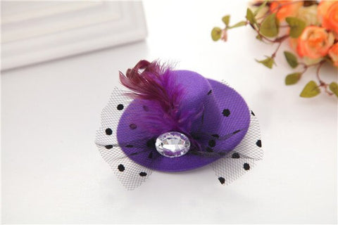 New Party Feather Ribbon Flowers Hats Hairgrips Hair Accessories Kids Girl Children Baby Hair Barrettes Festival Hat Hair Clips