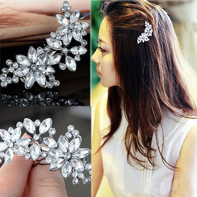 1 pcs Hot sale Women's Bride's Bridesmaid's Rhinestone Flower Crystal Hair Clip Comb Jewelry