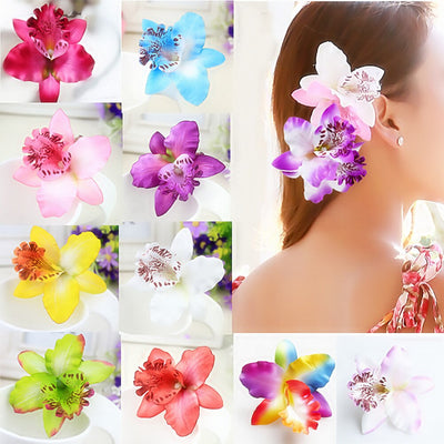 1PC Butterfly Orchid Vacation Hairpins Gift Sand beach Women Chic Flowers Hair Clips Colorful 10 Colors Handmade Barrettes New