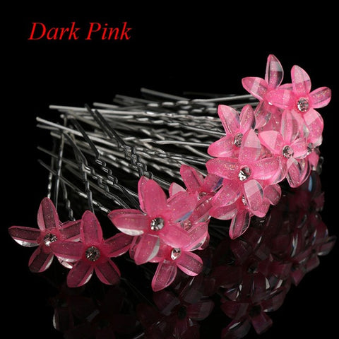 New Hot 2pcs/set Women Crystal Rhinestone Flower Hair Pins Clips Wedding Bridal Barrettes Hairpins Hair Styling Accessories