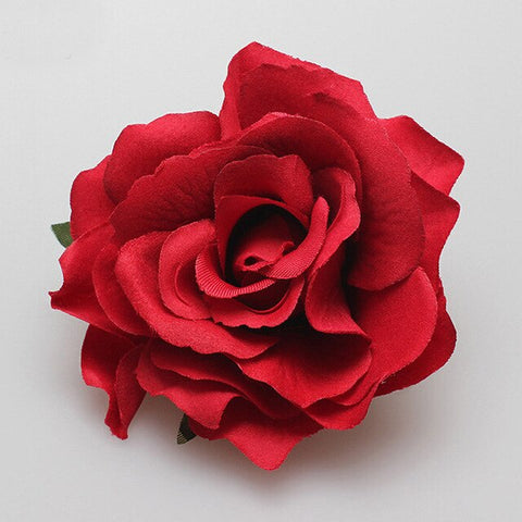 1Pc Bridal Wedding Flocking Cloth Red Rose Flower Hair Clips Diy Elegant Hairpins Beautiful Sweet Hair Accessories For Women