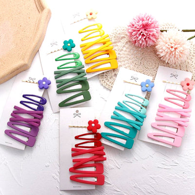 7Pcs/Set Women Girls Candy Colors Flower Hair Clips Headwear Set Geometric Hairpins Headbands Barrettes Fashion Hair Accessories