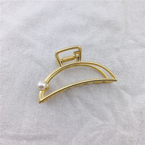 Women star flower Gold Hair Claws Clip Alloy metal geometry Hair Crab Clamp Accessories pearl Hairpin Hairgrip Barrette headwear