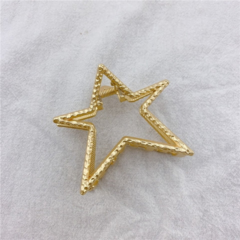 Women star flower Gold Hair Claws Clip Alloy metal geometry Hair Crab Clamp Accessories pearl Hairpin Hairgrip Barrette headwear