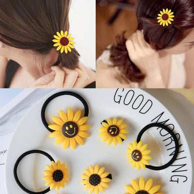 Sunflower Hair Accessories Flower Hair Clips Hair Bands Cute Smiley Rubber Bands Hairpins Fashion Headbands Women Girls Headwear