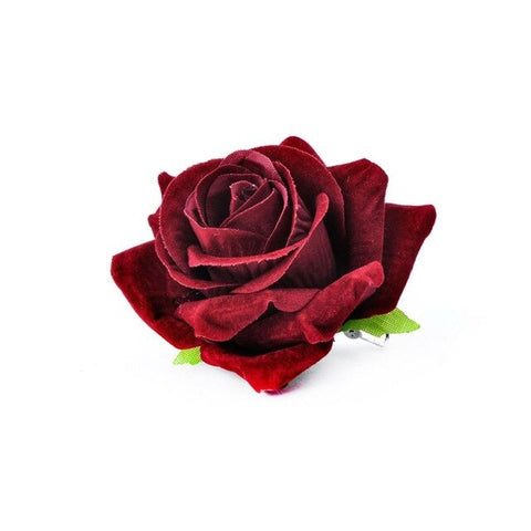 Women Velvet Cloth Rose Hair Clip Simulation Artificial Flower Corsage Brooch Pin Wedding Party Flamenco Dancer Hair Accessories