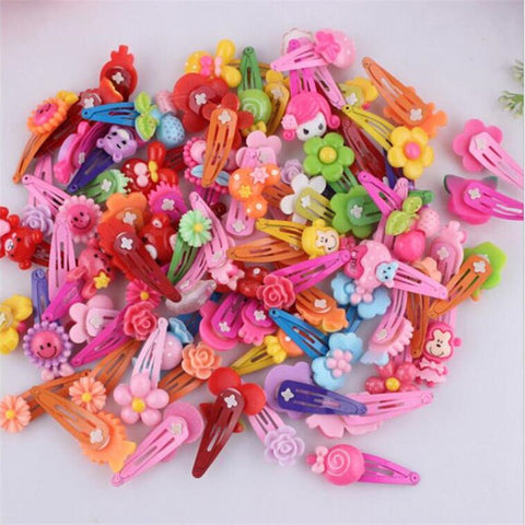 10Pcs/Lot Fashion Children Hairpin Acrylic Barrette BB Clip Cartoon Flower Bow Baby Hairpins Kids Hairgrip Girl Hair Accessories