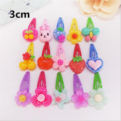 10Pcs/Lot Fashion Children Hairpin Acrylic Barrette BB Clip Cartoon Flower Bow Baby Hairpins Kids Hairgrip Girl Hair Accessories