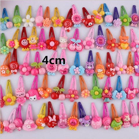 10Pcs/Lot Fashion Children Hairpin Acrylic Barrette BB Clip Cartoon Flower Bow Baby Hairpins Kids Hairgrip Girl Hair Accessories