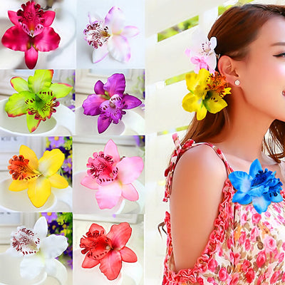 1PC Gift Beach Women Chic Flowers Hair Clips Hairpins Colorful Handmade Flowers Barrette Beach Hair Pins Hair Accessories