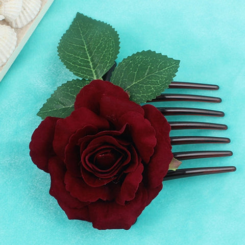 Romantic Fancy Silk Artificial Rose Flower Hair Comb Purple White Hair Clip Wedding Bridal Women Prom Headpiece Party Hair Tool