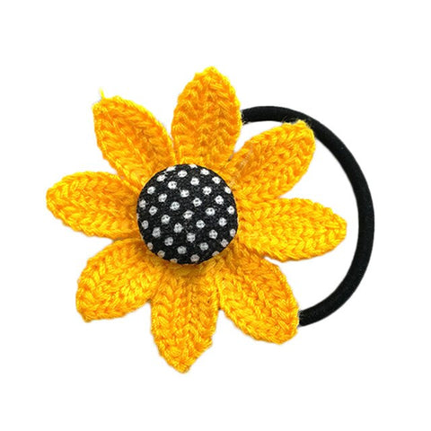 Girls Sun Flower Elastic Hair Bands Lovely Hair Clip Dots Headbands Ribbon Cloth Yellow Children Kids Hair Accessories Hairpin