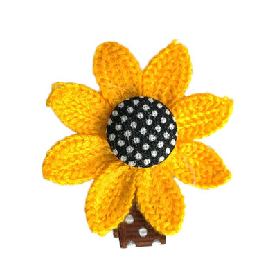 Girls Sun Flower Elastic Hair Bands Lovely Hair Clip Dots Headbands Ribbon Cloth Yellow Children Kids Hair Accessories Hairpin