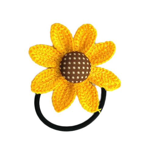 Girls Sun Flower Elastic Hair Bands Lovely Hair Clip Dots Headbands Ribbon Cloth Yellow Children Kids Hair Accessories Hairpin