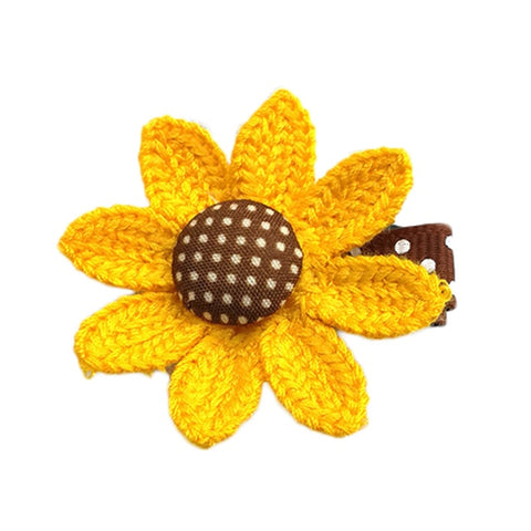 Girls Sun Flower Elastic Hair Bands Lovely Hair Clip Dots Headbands Ribbon Cloth Yellow Children Kids Hair Accessories Hairpin