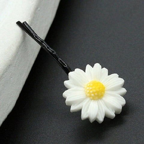 2 PCS Cute Daisy Flower Hair Clip Black Elastic Hair Ring Rope Bands Hairpins Ponytail Holder Woman Girls Hair Accessories