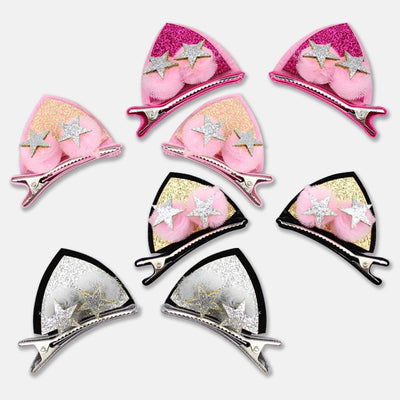 2pcs/set Shiny Sequin Pretty Hair Clips For Girls Rainbow Flower Glitter Cat Ears Bunny Barrette Hair Accessories Headwear Girls