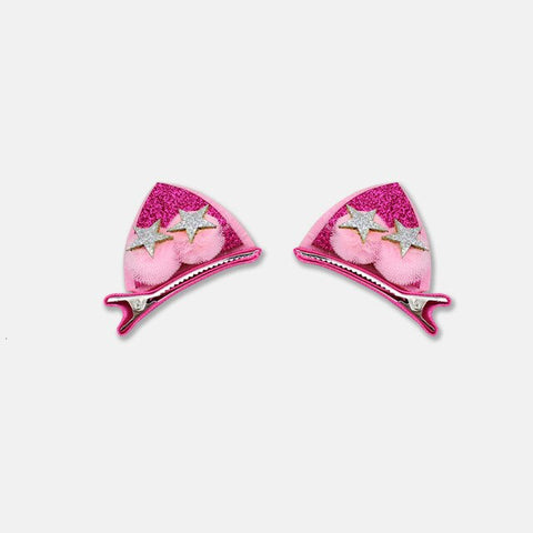 2pcs/set Shiny Sequin Pretty Hair Clips For Girls Rainbow Flower Glitter Cat Ears Bunny Barrette Hair Accessories Headwear Girls