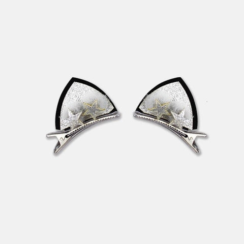 2pcs/set Shiny Sequin Pretty Hair Clips For Girls Rainbow Flower Glitter Cat Ears Bunny Barrette Hair Accessories Headwear Girls