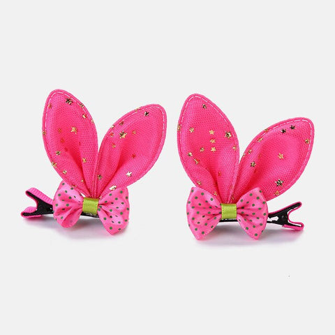 2pcs/set Shiny Sequin Pretty Hair Clips For Girls Rainbow Flower Glitter Cat Ears Bunny Barrette Hair Accessories Headwear Girls
