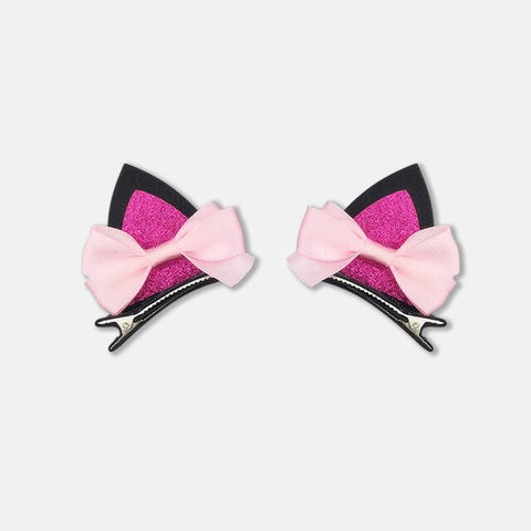 2pcs/set Shiny Sequin Pretty Hair Clips For Girls Rainbow Flower Glitter Cat Ears Bunny Barrette Hair Accessories Headwear Girls