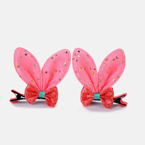 2pcs/set Shiny Sequin Pretty Hair Clips For Girls Rainbow Flower Glitter Cat Ears Bunny Barrette Hair Accessories Headwear Girls