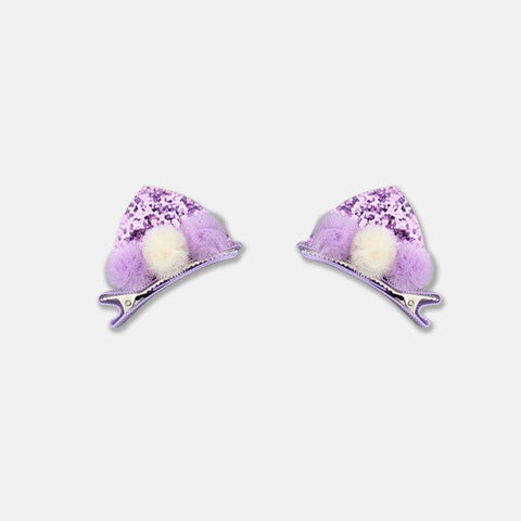 2pcs/set Shiny Sequin Pretty Hair Clips For Girls Rainbow Flower Glitter Cat Ears Bunny Barrette Hair Accessories Headwear Girls