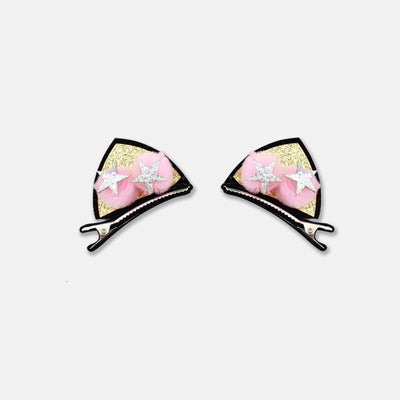 2pcs/set Shiny Sequin Pretty Hair Clips For Girls Rainbow Flower Glitter Cat Ears Bunny Barrette Hair Accessories Headwear Girls