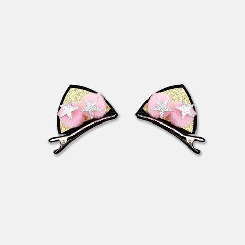 2pcs/set Shiny Sequin Pretty Hair Clips For Girls Rainbow Flower Glitter Cat Ears Bunny Barrette Hair Accessories Headwear Girls
