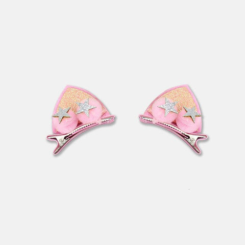 2pcs/set Shiny Sequin Pretty Hair Clips For Girls Rainbow Flower Glitter Cat Ears Bunny Barrette Hair Accessories Headwear Girls
