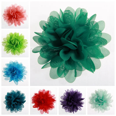 5PCS 3.9" 9.8CM Big Chiffon Flowers For Girls Headbands Fabric Puff Flower For Hair Clips Accessories Corsage Supplies